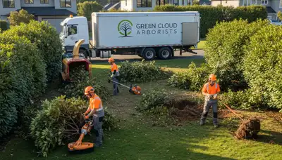 Professional shrub removal service in Oshkosh WI clearing overgrown bushes by Chop Chop Tree