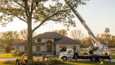 Professional tree removal service crew working safely in Oshkosh WI