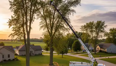 Professional tree removal service in Oshkosh WI safely clearing large trees for homeowners