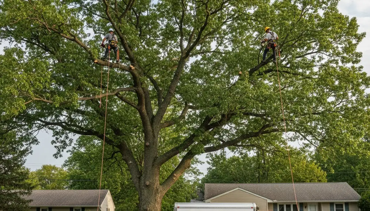 Professional tree removal service in Oshkosh WI safely cutting and clearing trees