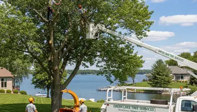 Professional tree removal service in Oshkosh WI safely cutting and clearing large trees