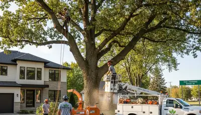 Professional tree removal service in Oshkosh WI clearing hazardous trees safely