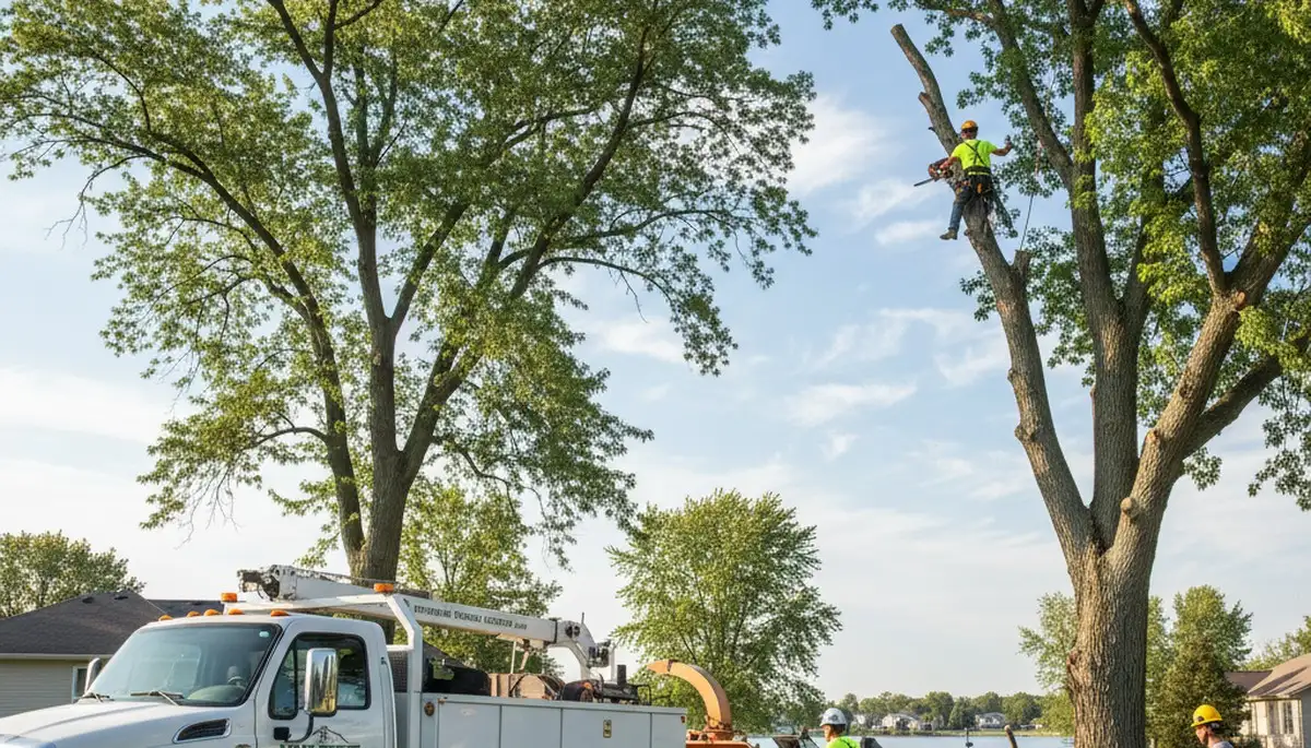 Professional tree removal service in Oshkosh WI safely clearing large oak trees